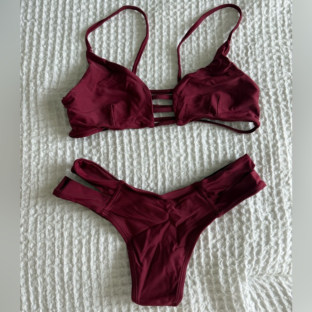 SHEIN Red Bikini Set Sleek Stretchy Swimwear